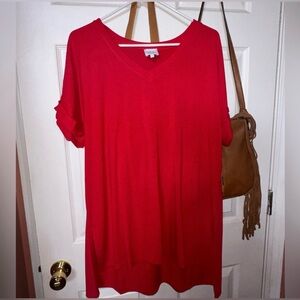 Pink Lily Red v neck top